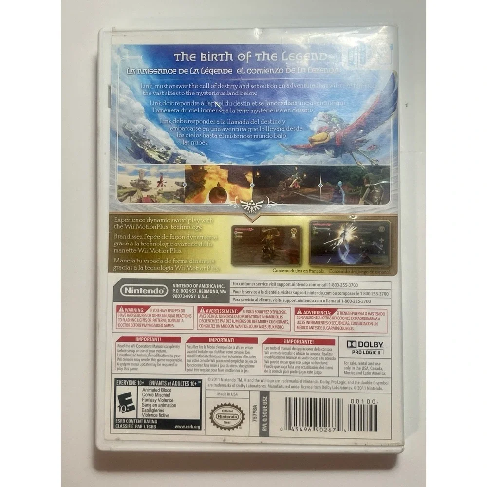 The Legend of Zelda Skyward Sword Nintendo Wii Video Game & Music CD 25th Ann